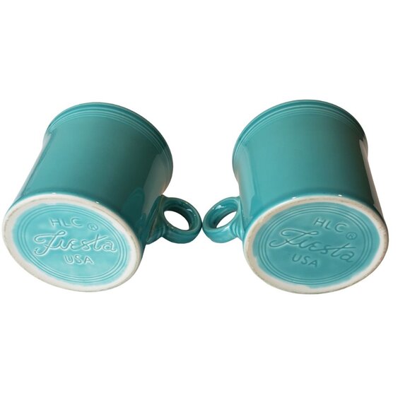 Bundle of 2 Fiestaware HLC Turquoise Ring Handle Coffee Mugs Like New - Picture 5 of 5
